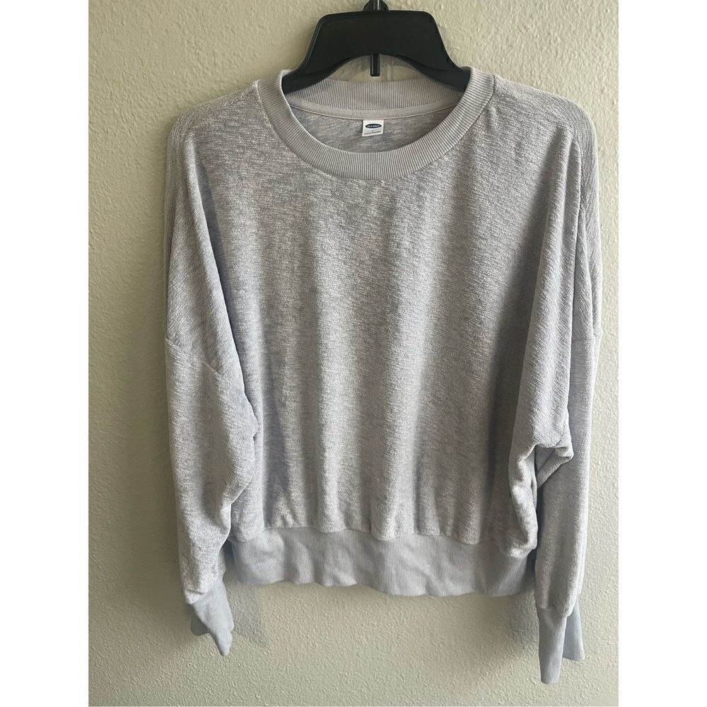 ❤️Loose Cropped Long -Sleeve Slub-Knit Terry Sweatshirt